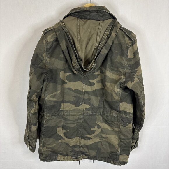 Abercrombie & Fitch Men’s Camo Military Field Jacket XS Army Green Cotton Lined - Picture 4 of 9